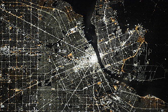 Detroit at night