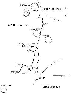 Apollo 16 Wegekarte