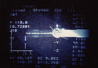 View from Soyuz TM-4 before docking