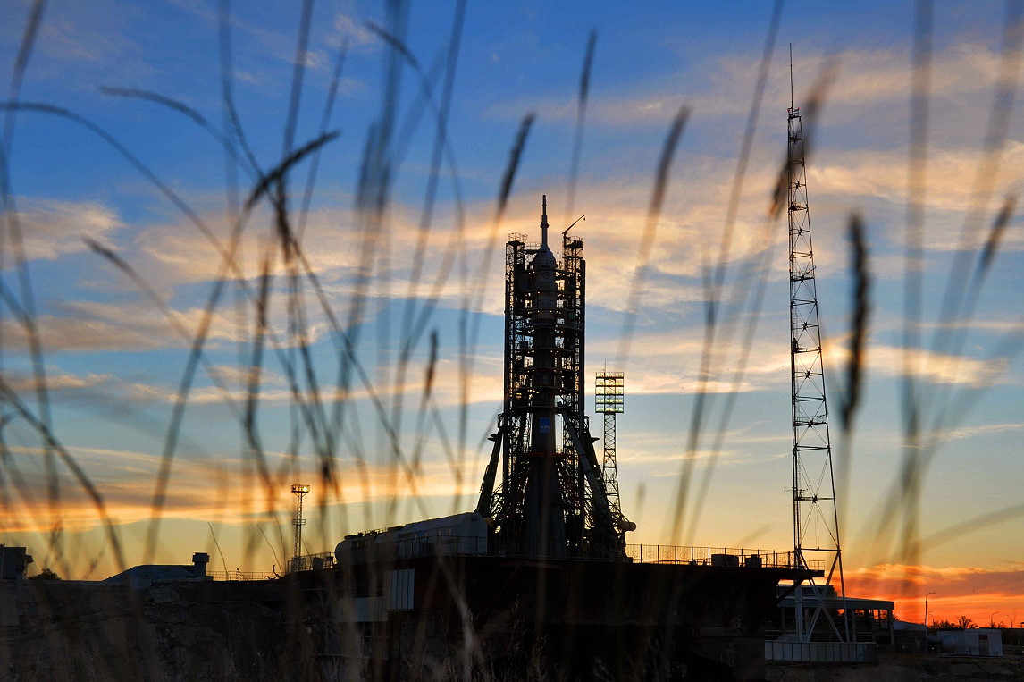 Sojus MS-09 auf der Startrampe